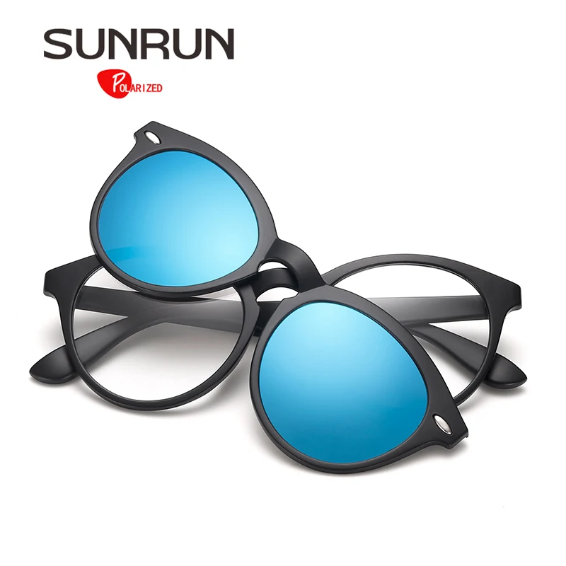 

SUNRUN TR90 Polarized Sunglasses Splicing Lens Removable Women Glasses Optical Frame Vintage Eyewear oculos TR2205