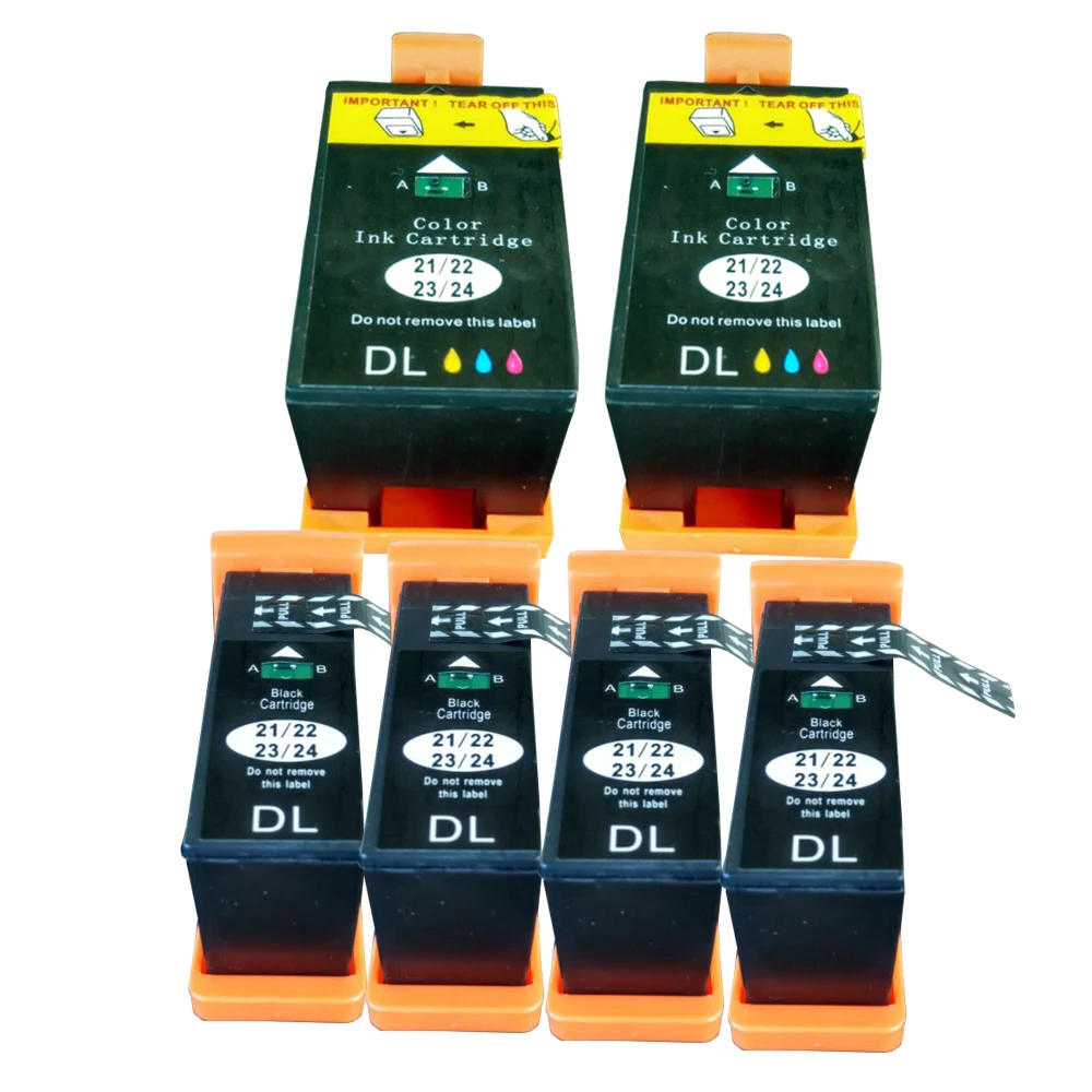 

Compatible dell 21 22 23 24 series Ink Cartridges 2 color + 4 Black For Dell V313 V313W V515W P513W P713W V715W Printer