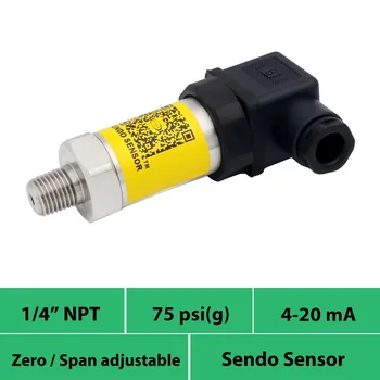 

pressure sensor transmitter 4 20mA, gauge pressure 0 75 psi, 12 24 30 v dc excitation, 1/4 inch npt, 2 wire output, inexpensive