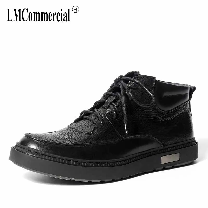 

real Leather high-top shoe men Korean leisure British all-match cowhide men's Martin short boots Martin boots breathable male
