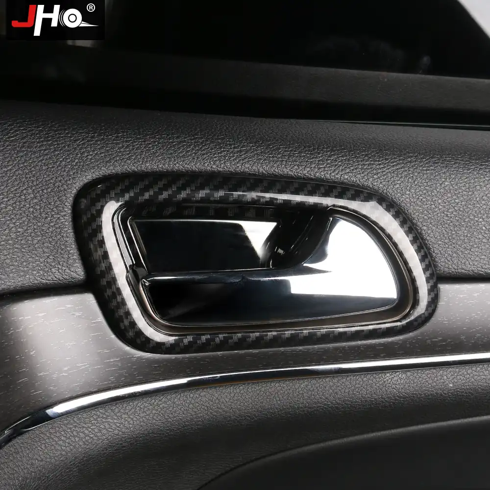 4PCS Car Inner Door Handle Bowl Cover Trim Frame for Jeep Cherokee 2014-2019 Carbon Fiber Grain