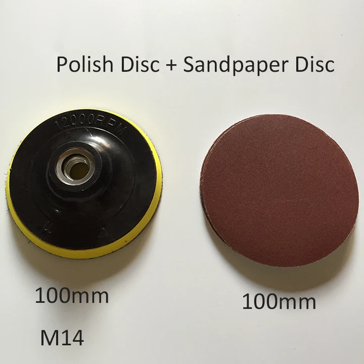 

1pc M14 Polishing Disk Discs + 10pcs Sticky Adhesive Sandpaper Disc Chuck 100mm Angle Grinder Dremel Tool Accessories