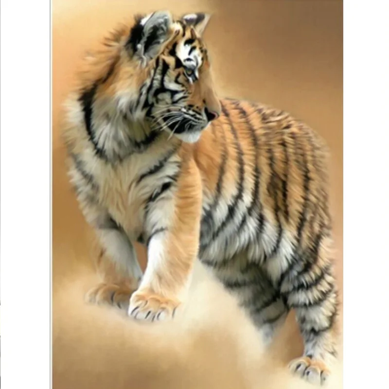 

Diamond Painting Leisurely Tiger Home Decor Set Embroidery Canvas Scroll Mosaic Cross Stitch Knitting Needles Diy 3d 40*30cm