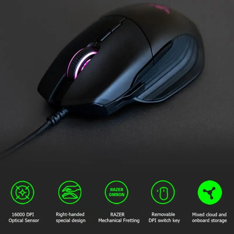 Razer Basilisk 7 программируемых клавиш USB Проводная игровая мышь 5G Оптический сенсор 16000 dpi съемный dpi сцепление эргономичные Игровые мыши