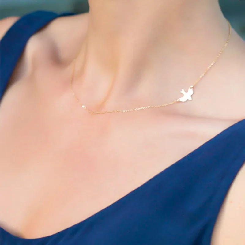 

Simple Metal Bird Clavicle Chain Necklace Women Fashion Gold Silver Pendant Choker Statement Necklaces Jewelry