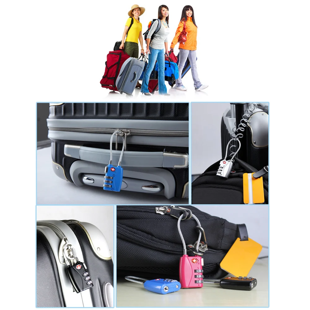 3 Combinations Travel Suitcase Luggage Bag Code Loop Lock Padlock