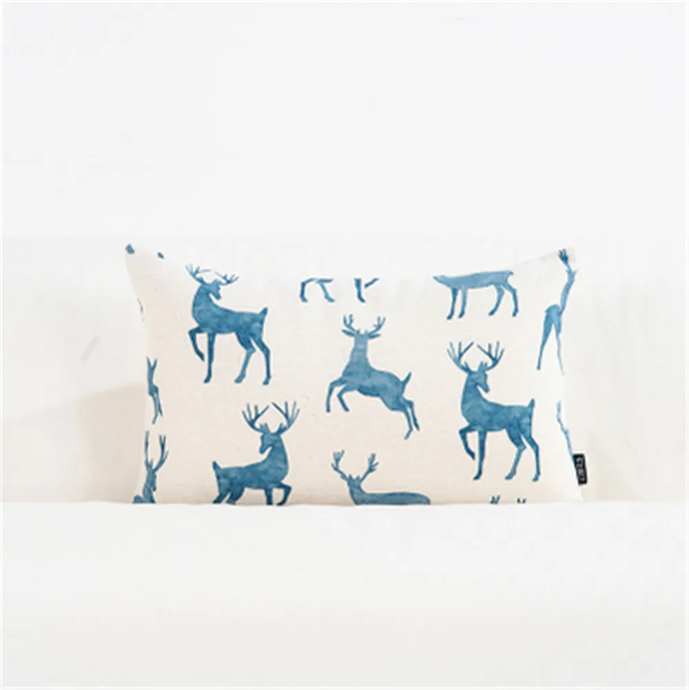 Скандинавском стиле минималистичные Животные Олень синий диван Подушка Чехол для подушки офис задняя подушка для дивана стул дом гостиная