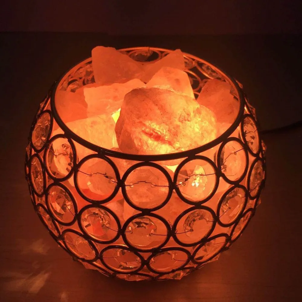 

Night Light Round Ball Shape Healthy Life Himalayan Natural Crystal Salt Light Air Purifying Home Furniture Lamp