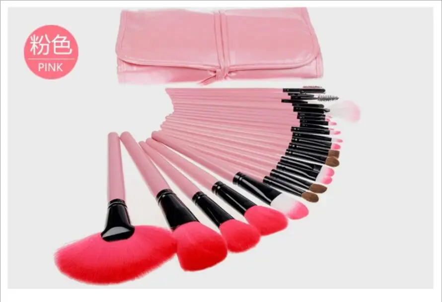 24 шт макияж кисточки кисточка для основы Румяна кисти для теней, лица набор кистей для макияжа косметический мешок для макияжа - Handle Color: pink handle
