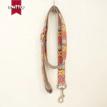 

MUTTCO retailing soft wear comfortable dog leash THE GRAY BOHEMIAN national style dog collars and leashes 5 sizes UDL051