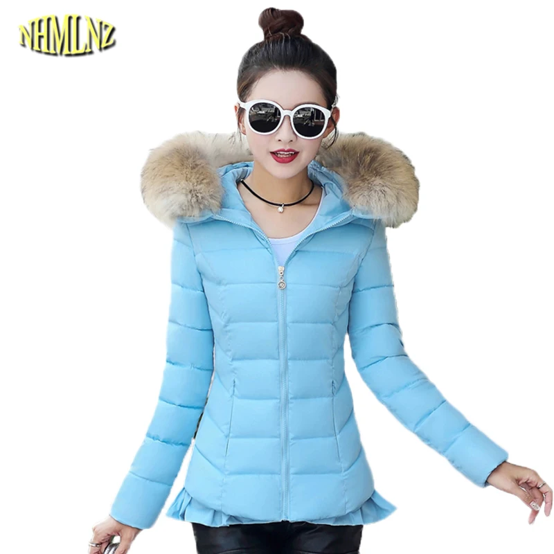 2018 Winter Women Jacket Korean style Hooded Fur collars Cotton coat