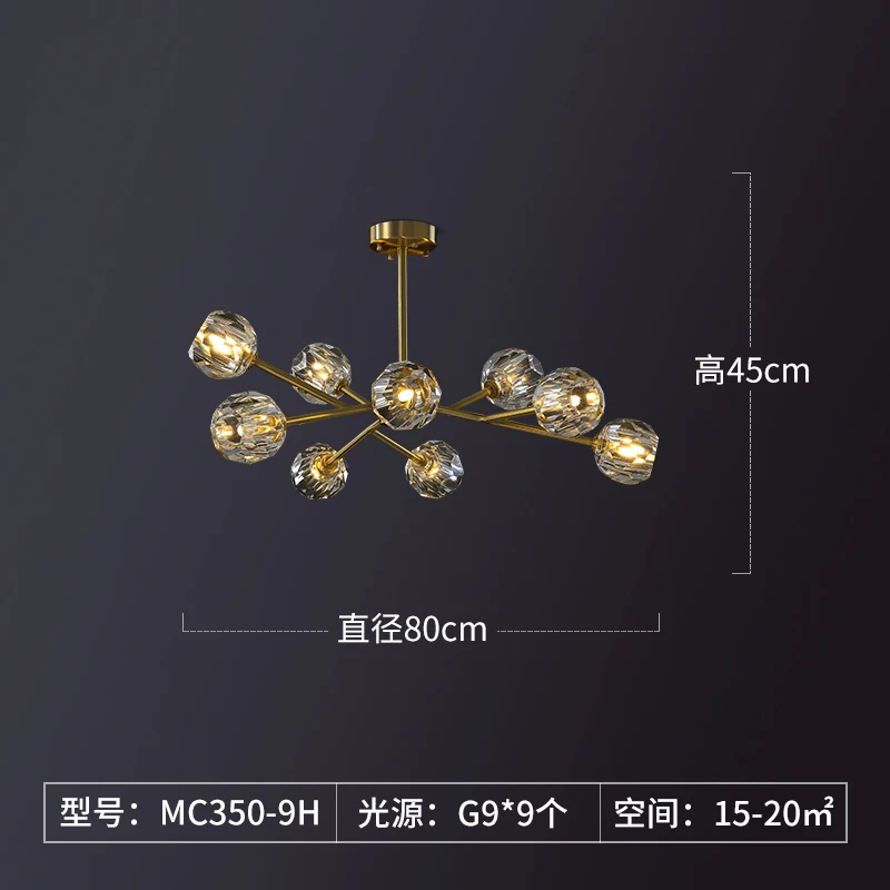 Современные подвесные потолочные лампы Светодиодные хрустальные подвесные светильники, люстра для гостиной, столовой, подвесной светильник - Цвет корпуса: 9 Heads