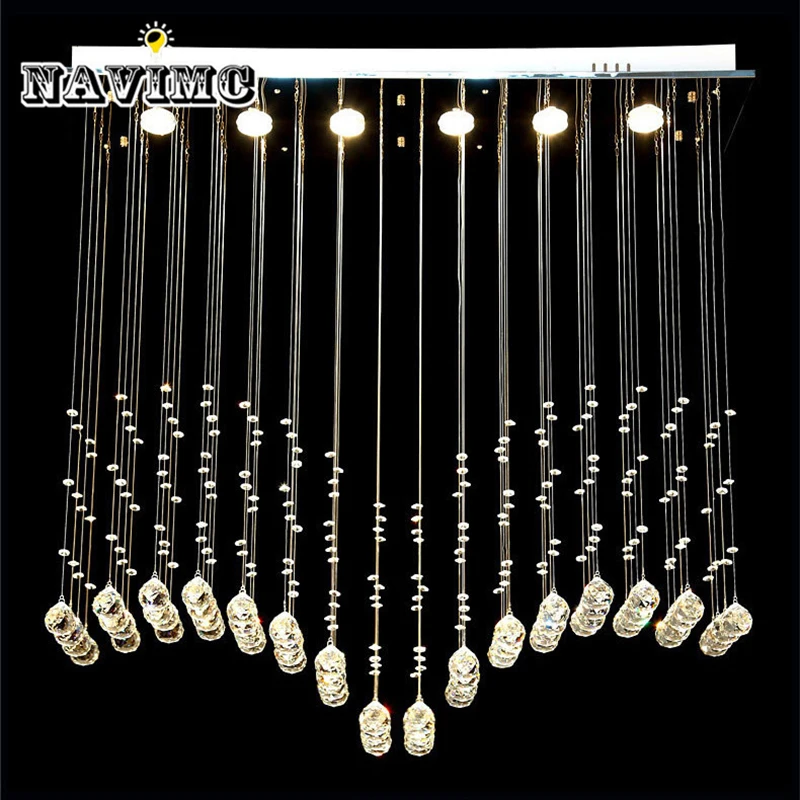

Modern led Crystal LED Chandelier lighting for Dining Room Living Room 110-240V Curtain Wave Ceiling Lamp Rectangular Lamp