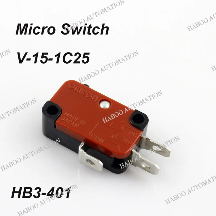 

10PCS/lot HABOO mini V-15-1C25 micro switch 3pins momentary limit switch push button micro switch shipping free