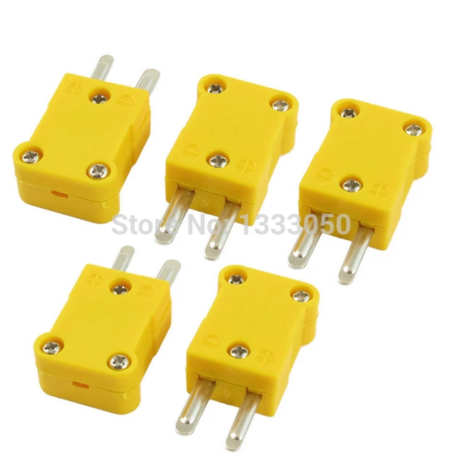 5pcs K Type Thermometer Thermocouple Wire Cable SMPW-K-M Connector Yellow digital thermometer double channels k type thermocouple sensors dm6802b 50 c 1300 c temperature meter