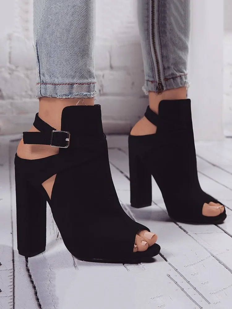 Details about   Women's Ankle Strap Chunky Heel Pumps Sandals Pointed Toe Casual Buckle Shoes 