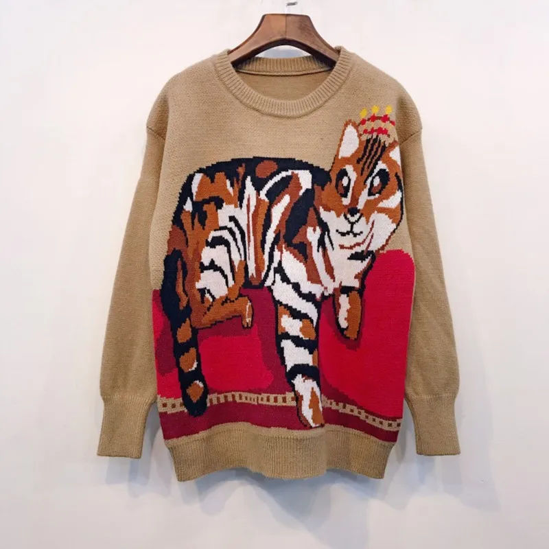 limiguyue women sweater animal tiger wool knitted sweater women
