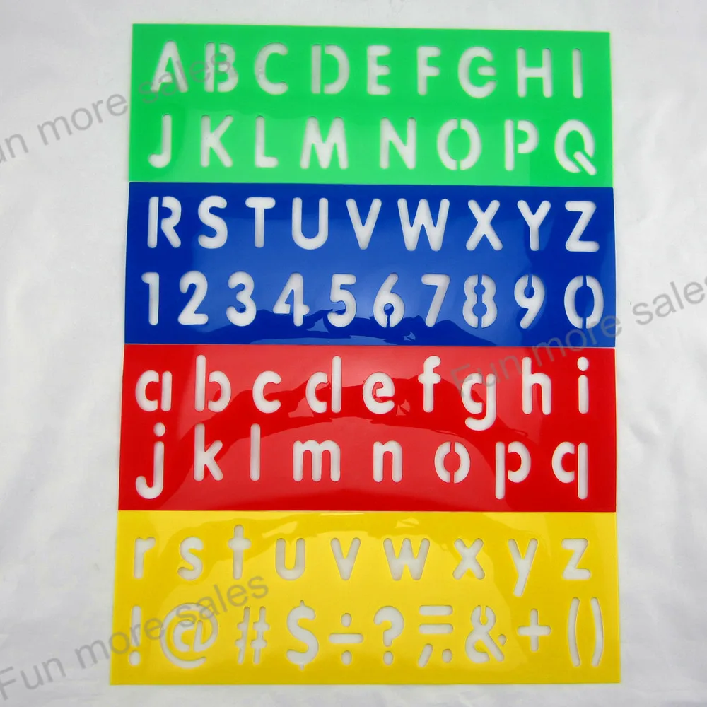 36Pcs Multi-Color Plastic Digital Numbers 0-9 & Letters Drawing Templates Stencil Rulers for Children