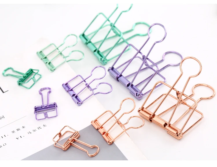 Mr Paper 8 Colors 3 Sizes Ins Colors Gold Sliver Rose Green Purple Binder Clips Large Medium Small Office Study Binder Clips