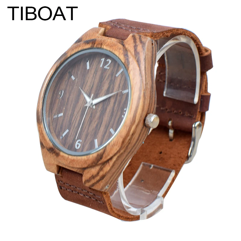Tiboat простой Повседневное деревянные часы Природный наручные ручной работы из