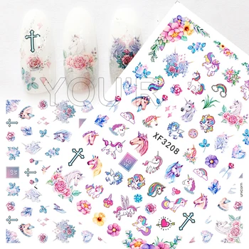 

Manicure Decorations Nail Sticker for Nail Cute Unicorn Nail Art Back Glue Decals Nail Design Naklejki Na Paznokcie Accessoires