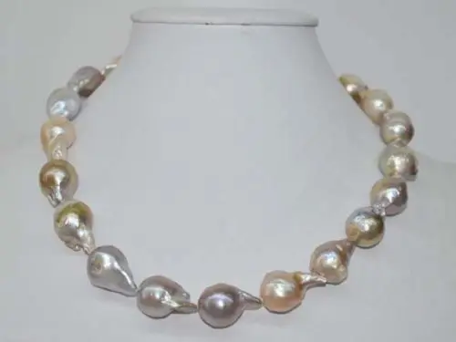 

Hot sale new Style >>>>>Natural color Baroque 13-14mm pearl necklace 18