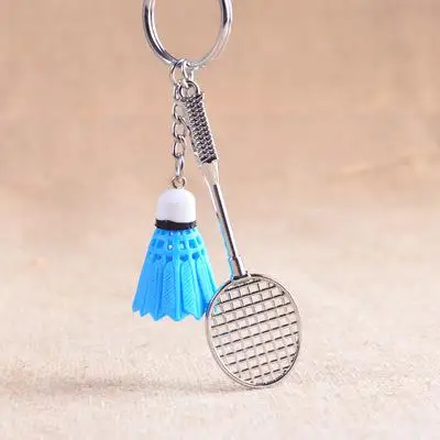 5pcs Charm Sports Keyring Pendant Badminton Racket Key Chain Portable 3d Keychain Holder Ring Car Bag Keyring Pendant Jewelry - Цвет: blue