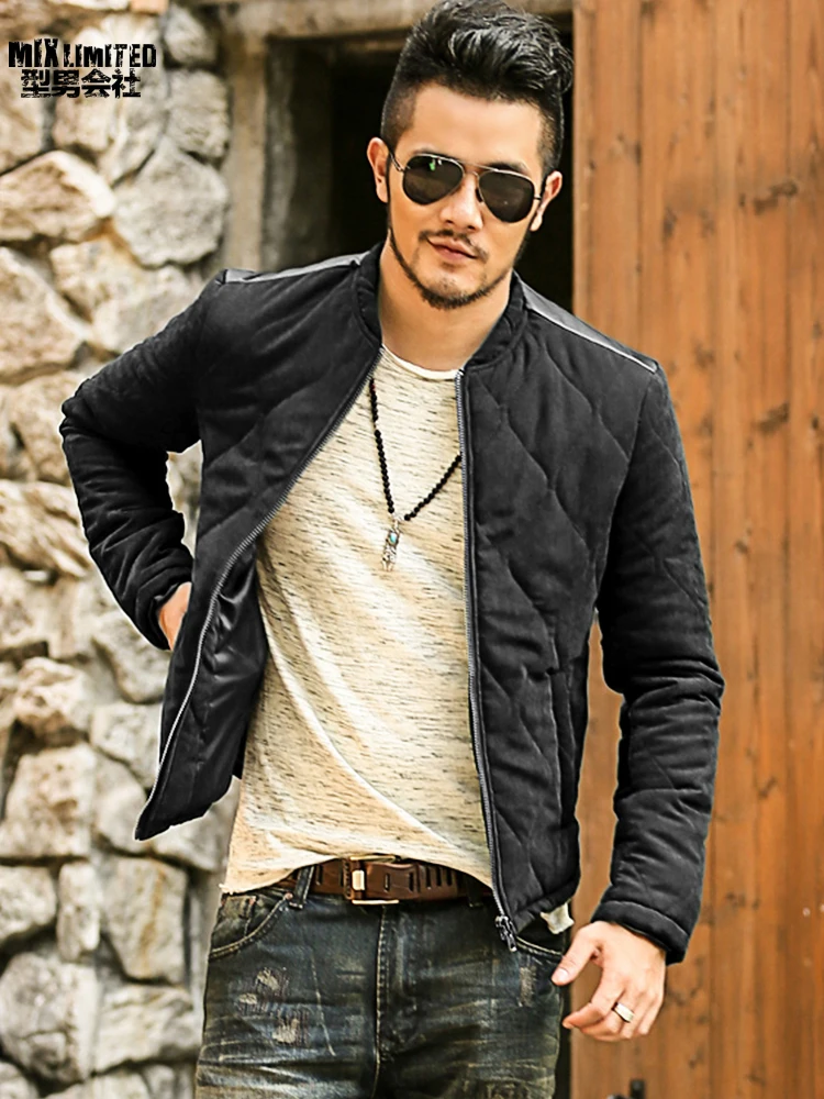

Men new winter casual cotton slim brand design coat men European style warm thick zipper stand collar jacket outwear coat F226