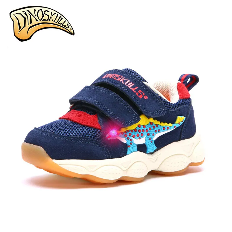 Dinoskulls LED Shoes for Kids Light Up Boys Sneakers Mesh Breathable Glowing Tenis Children Shoes 2019 Summer Toddler Trainers