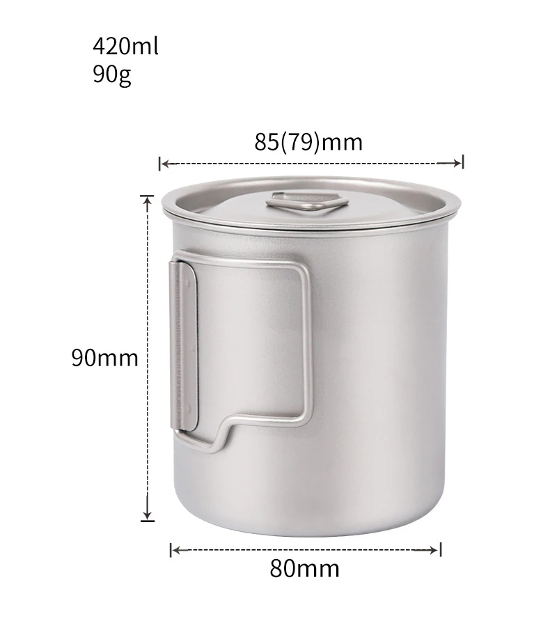 

Ultralight 420ml Titanium Cup Coffee Tea Camping Pot Foldable Outdoor Tableware Cooking Picnic Water Cup with Alcohol Stove