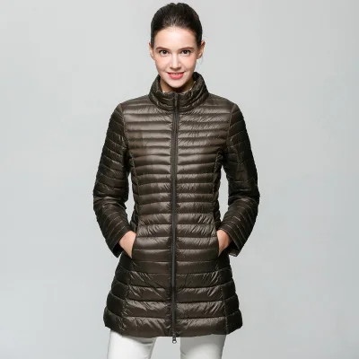 Зимняя куртка большого размера, женская модная куртка на 90% белом утином пуху, ультра-светильник, пальто на молнии, тонкая верхняя одежда - Цвет: 1