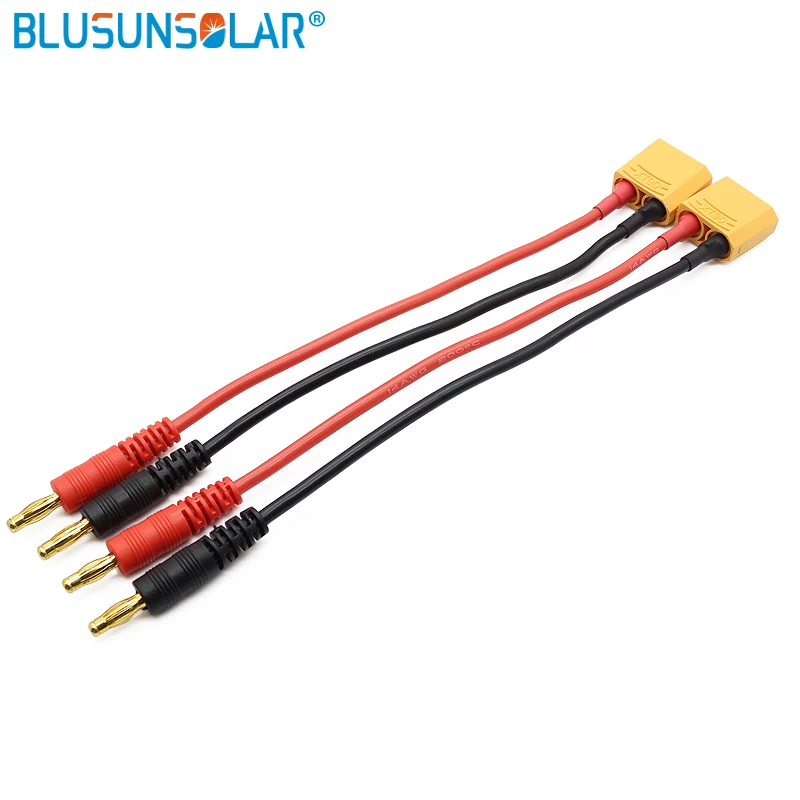 

5 Piece XT90 Male Charge to 4.0mm Banana Plugs Connector Adapter Leads 14AWG Silicone Wire 21.5cm Cable