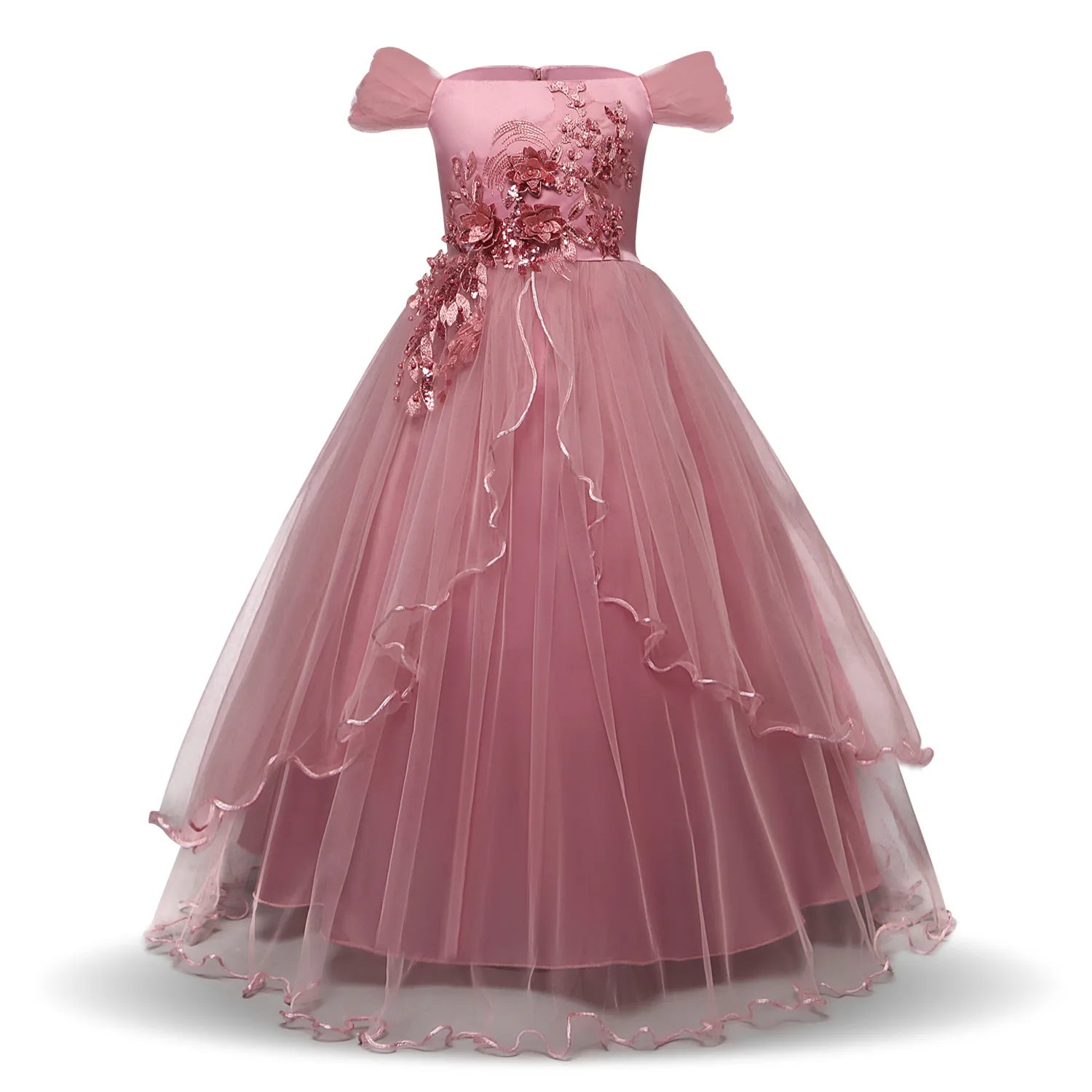 Girl Party Dress 2019 Summer Kids Dresses For Girls Ankle-Length Evening Wedding Dress Costume Elegant Princess Dress Vestido Girl Party Dress 2019 Summer Kids Dresses For Girls Ankle-Length Evening Wedding Dress Costume Elegant Princess Dress Vestido