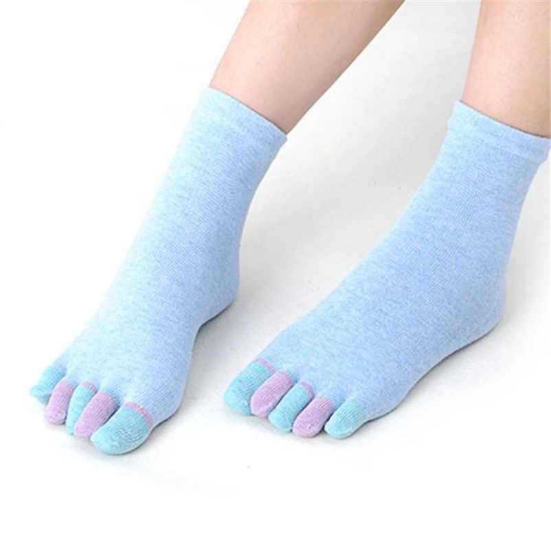 2018 г. женские носки Deporte, хлопковые носки для девочек с пятью пальцами массажные Нескользящие женские носки с носком одноцветные тонкие