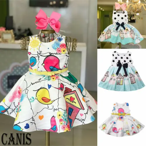 

2019 Toddler Dress Infant Kid Baby Girls Cartoon Dresses Princess Pageant Beach Party Children Summer Tutu Sundress New