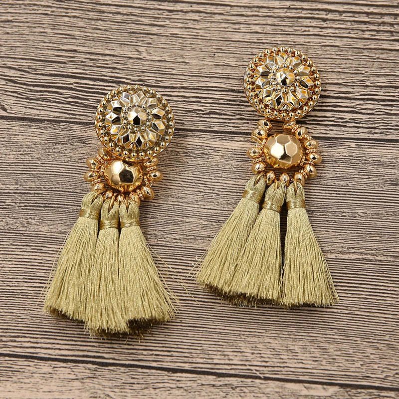 STRATHSPEY New Design Gold/Silver/Rose Gold/ Multi Colors Drop Earrings Bohemia Plastic Beads With Tassel Earrings for Women - Image 5