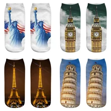 Dreamlikelin 3D носки женские укороченные носки Статуя Свободы Эйфелева башня Художественная печать детские носки короткие носки для мальчиков и девочек
