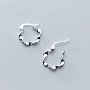 

MloveAcc 100% 925 Solid Sterling Silver Hoop Geometric Waves Hoop Earrings for Women Piercing Fashion Earings Jewelry