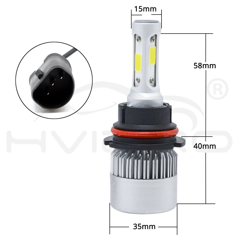 2X S2 9007 HB5 Cob яркая Водонепроницаемая Авто Hi-Lo лампа с одним лучом 72 Вт 8000лм 6500 к автомобильная фара белого цвета DC 12 В 24 В