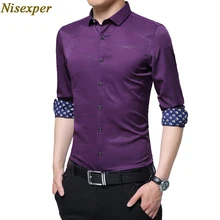 Для мужчин s рубашки Повседневное Свадебная вечеринка платье рубашка отложной воротник брендовая одежда Для мужчин рубашки Бизнес рубашка плюс Размеры 5XL