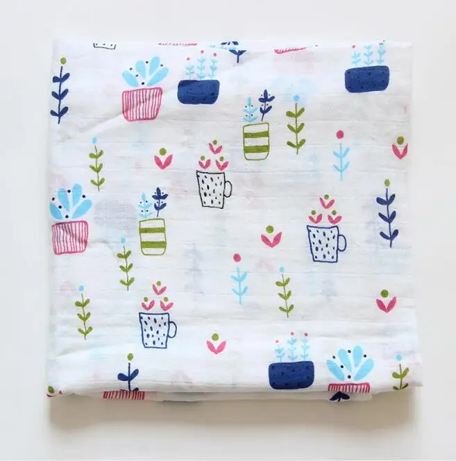 Муслиновые пеленальные одеяла унисекс органический хлопок для ребенка пеленание получения одеяло для сна - Цвет: 2