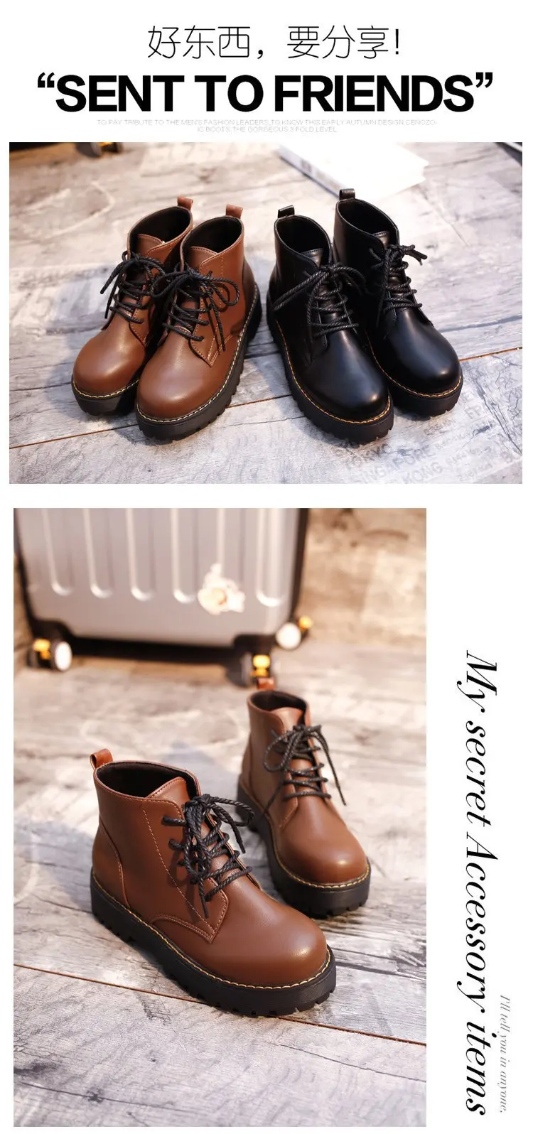 Ltart/весенне-осенние ботинки Martin на толстой подошве; женская обувь с круглым носком в британском стиле; ботинки на грубом каблуке; тонкие ботинки; HYGC-A33