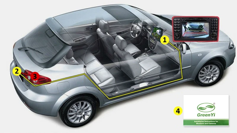 Greenyi TFT 4.3 дюймов авто заднего парковка Мониторы+ 4 LED Ночное видение ПЗС заднего вида автопарк Камера с автомобилем зеркало Мониторы s