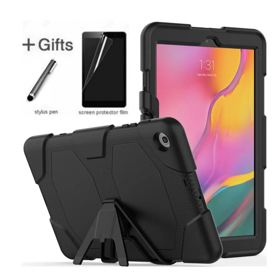 Baratos Para Samsung Galaxy Tab A 10,1 2019 T510 T515 SM T510 Tablet A prueba de golpes funda dura militar resistente de silicona resistente cubierta de soporte