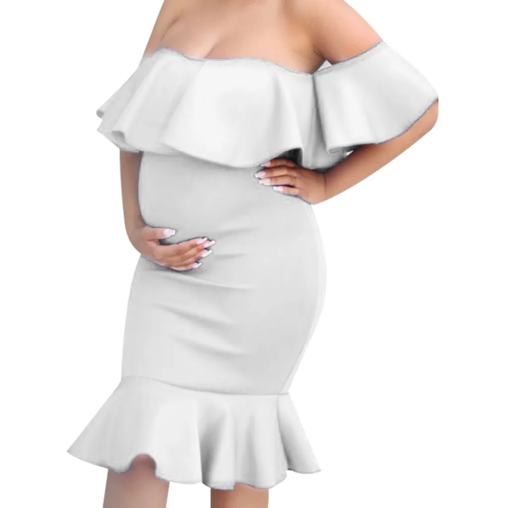 

2019 Sexy Stylish Women's Pregnancy Solid Dress Summer Simple Maternity Summer Short Sleeve Sundress Clothes robe grossesse