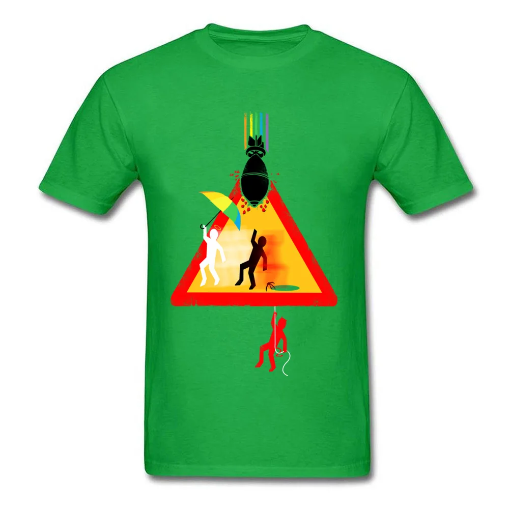 Casual Beware of Falling Object Normal Short Sleeve Autumn Tops & Tees Wholesale O Neck Pure Cotton T-Shirt Men Top T-shirts Beware of Falling Object green