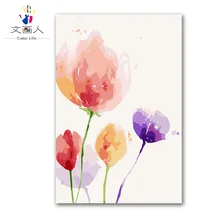 Раскраска по номерам растения цветы акварельные тюльпаны diy цифровая картина маслом по номерам с красками наборы для девочек подарок на день рождения