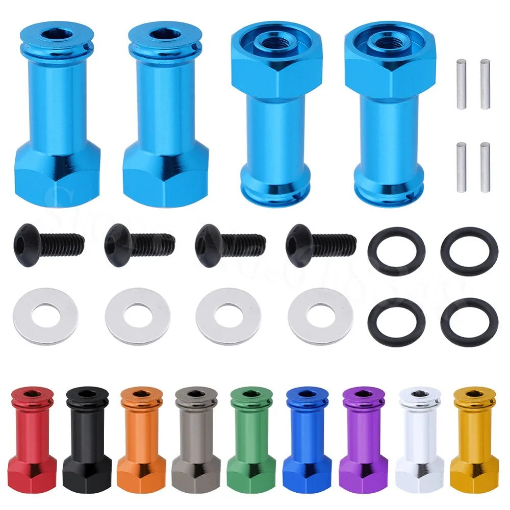 

4x Aluminum 12mm Wheel Hex Hub Extension Adapter Spacer Widener For Traxxas 1/16 Slash 4WD E-Revo Summit VXL RC Car Hop Up Parts
