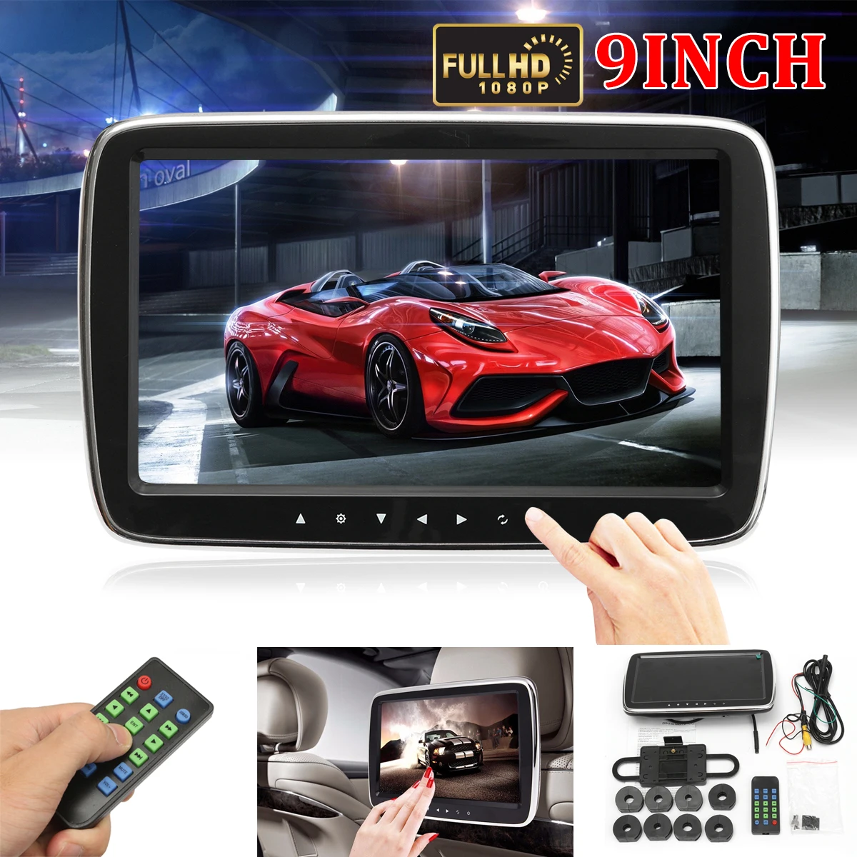 " HD Автомобильный подголовник монитор DVD видео плеер USB/SD/HDMI/IR/FM TFT lcd цифровой экран сенсорная кнопка игра Дистанционное управление