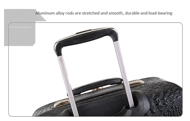 Высокое качество Ретро чемодан 16 дюймов для мужчин коммерческих PU крокодил узор 4 колёса тележка Дорожный чемодан сумка женщина компью